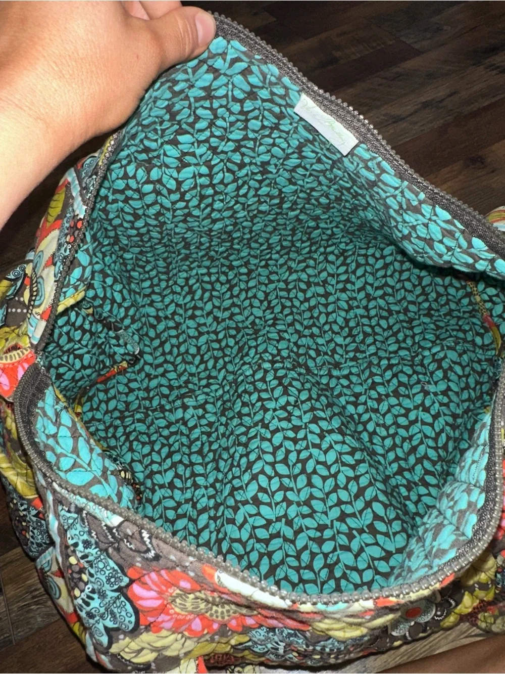 Vera Bradley Quilted Floral Tote in Yellow, Teal, Coral and Brown